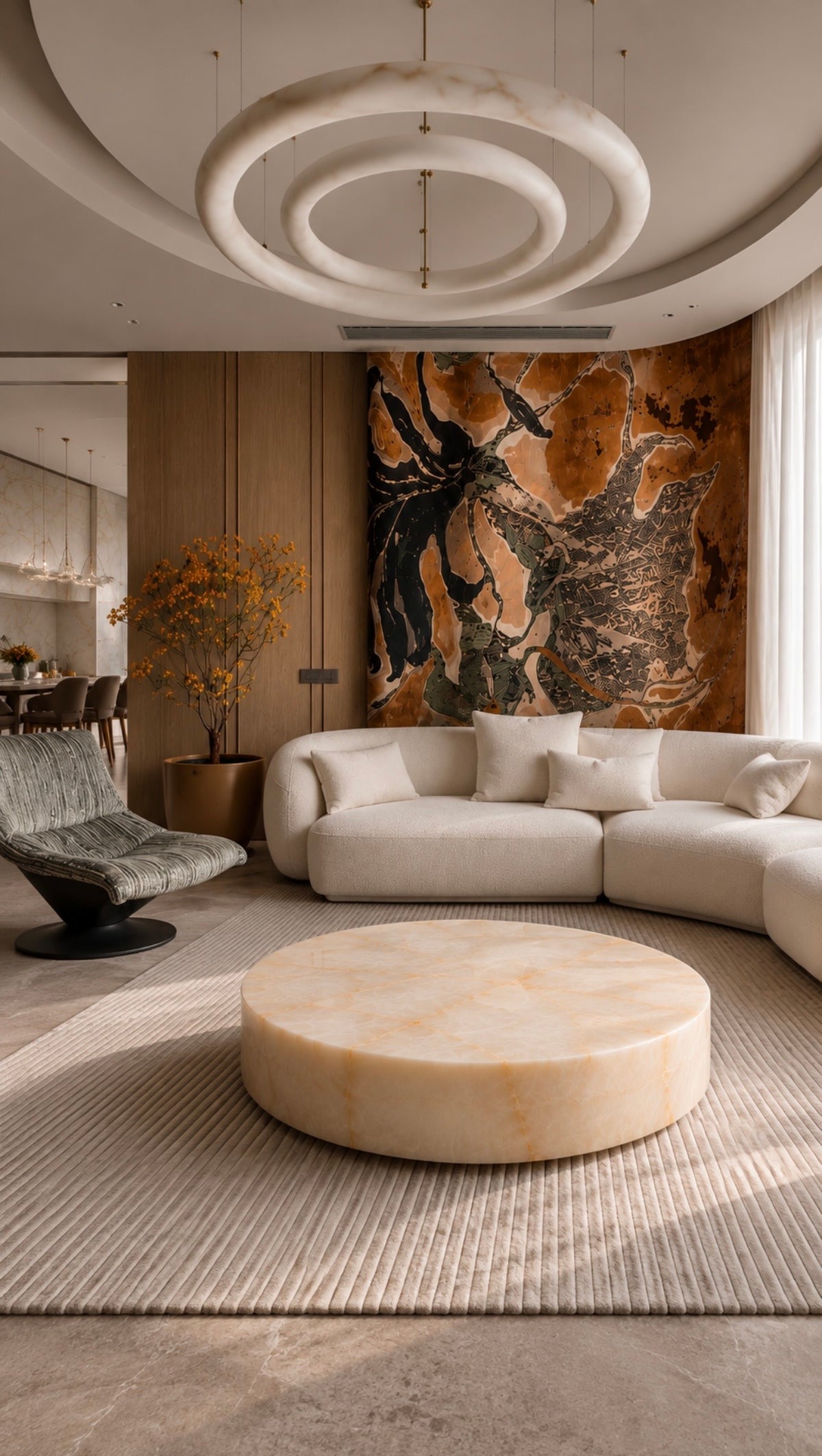 Coffee table Rondo White Onyx