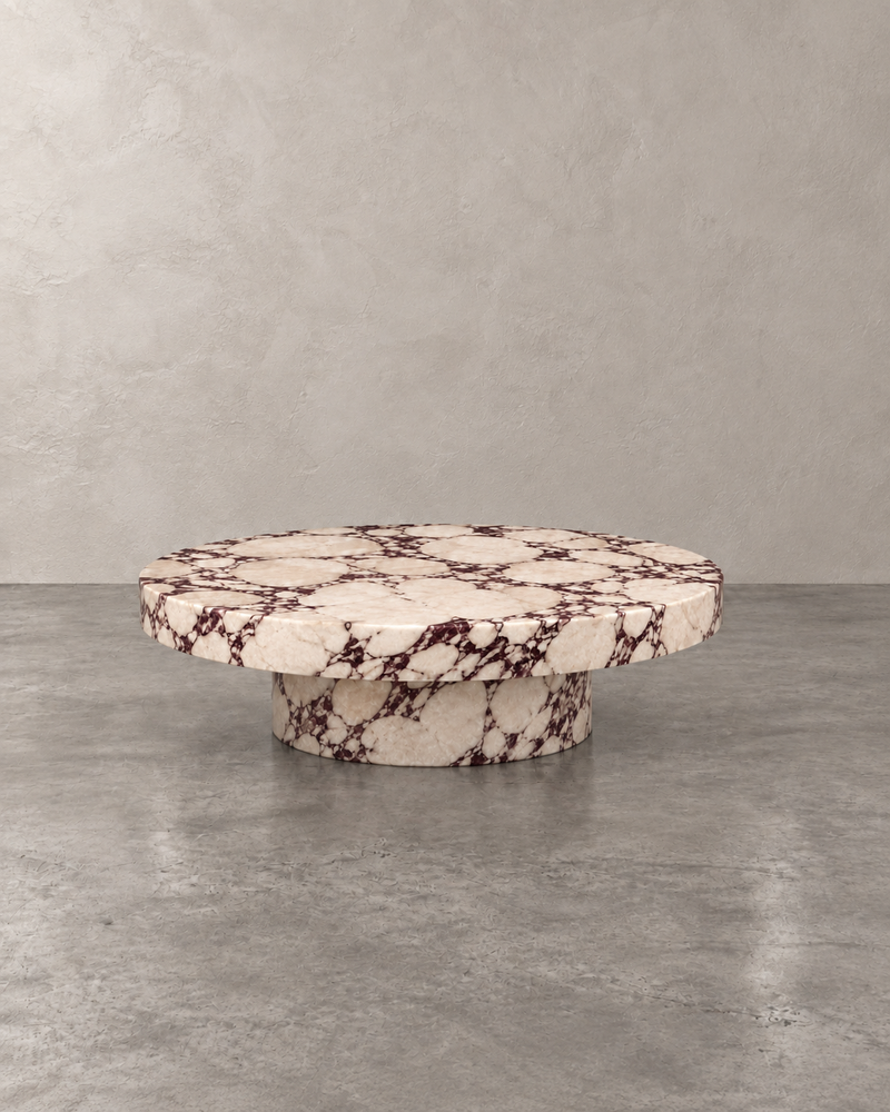 Okrągły stolik kawowy Plinth Calacatta Viola