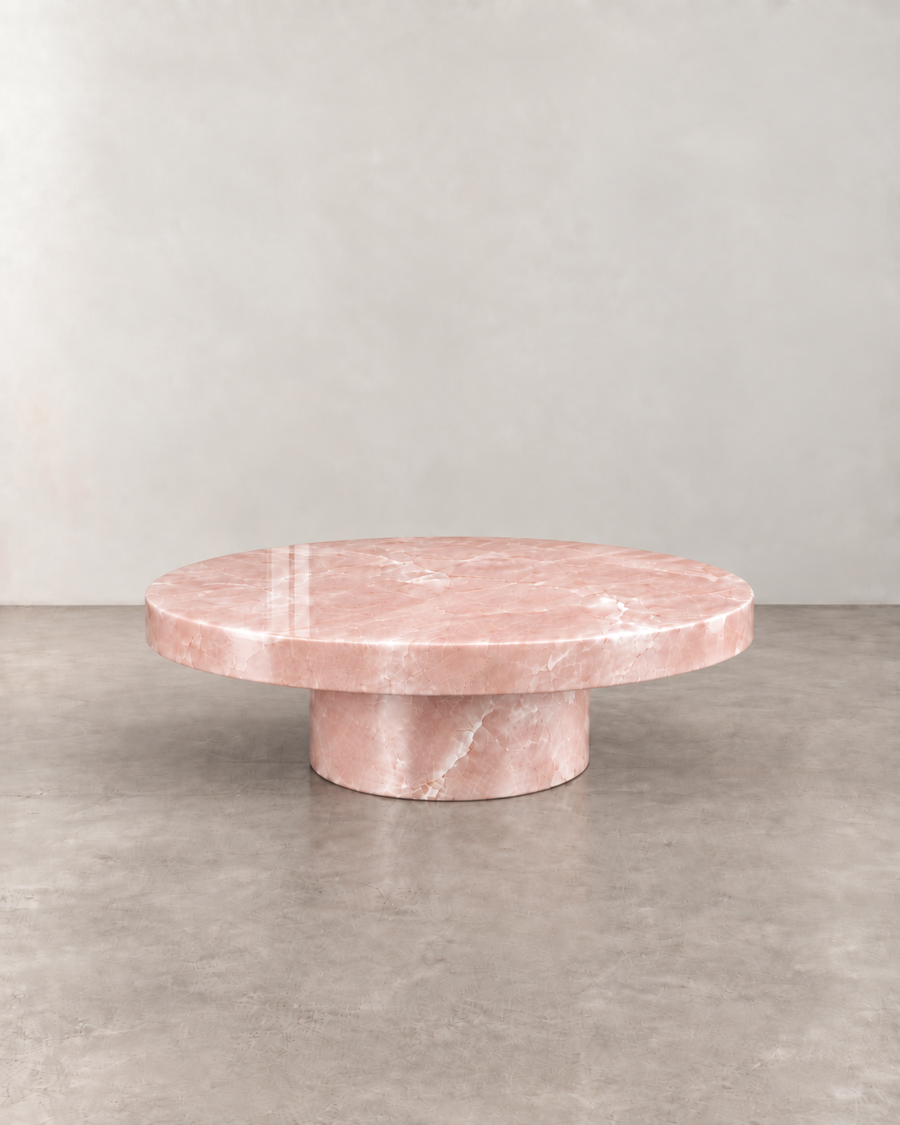 Round coffee table Plinth Pink Onyx