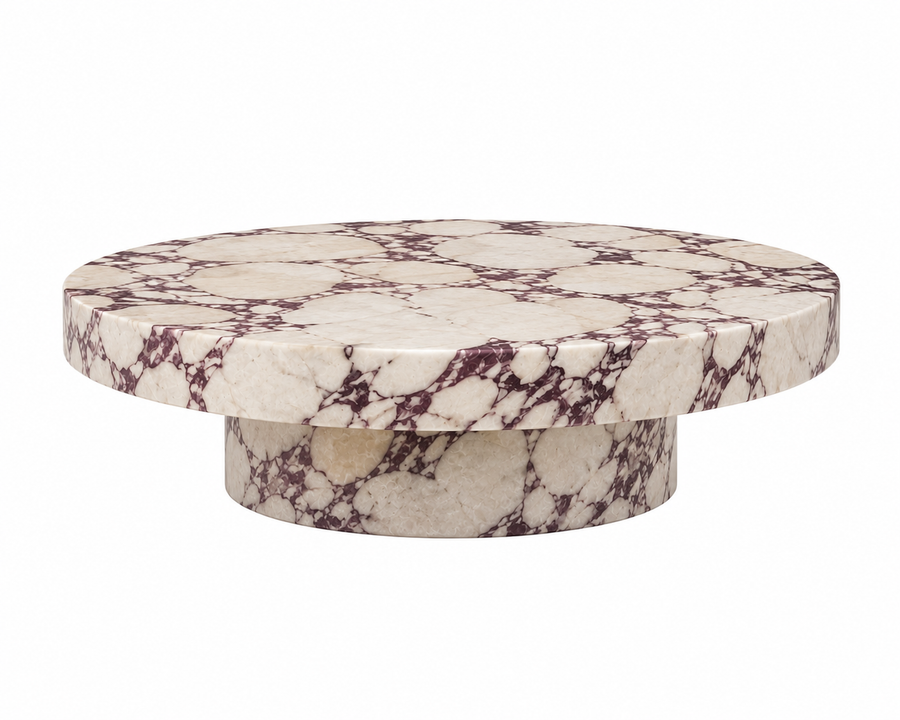 Okrągły stolik kawowy Plinth Calacatta Viola Velangi