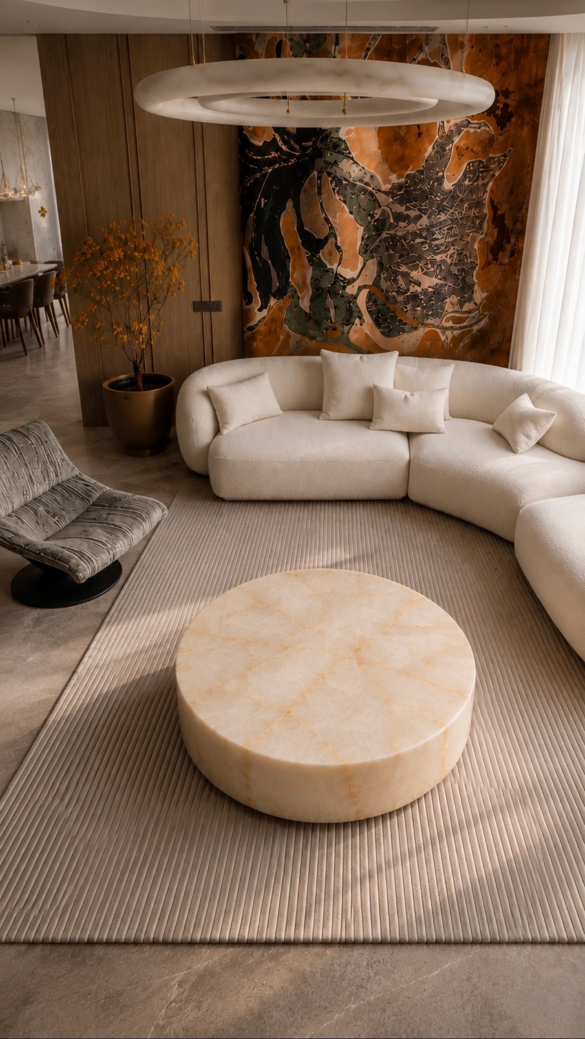 Coffee table Rondo White Onyx