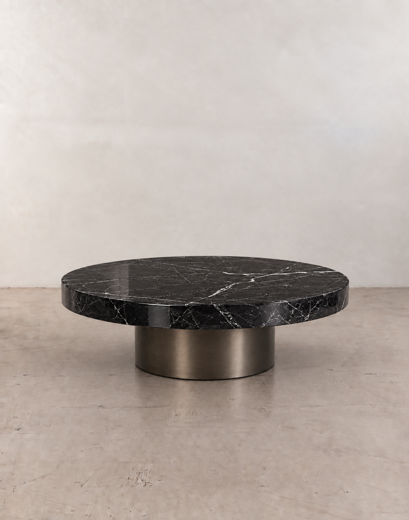 Okrągły stolik kawowy Plinth Black Marble