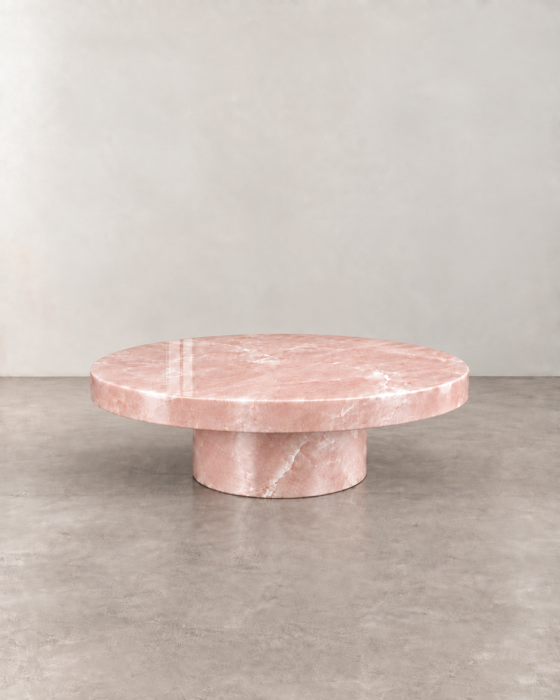 Round coffee table Plinth Pink Onyx