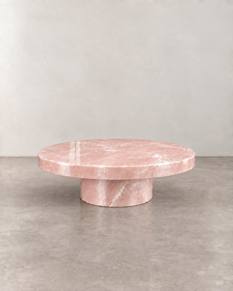 Okrągły stolik kawowy Plinth Pink Onyx