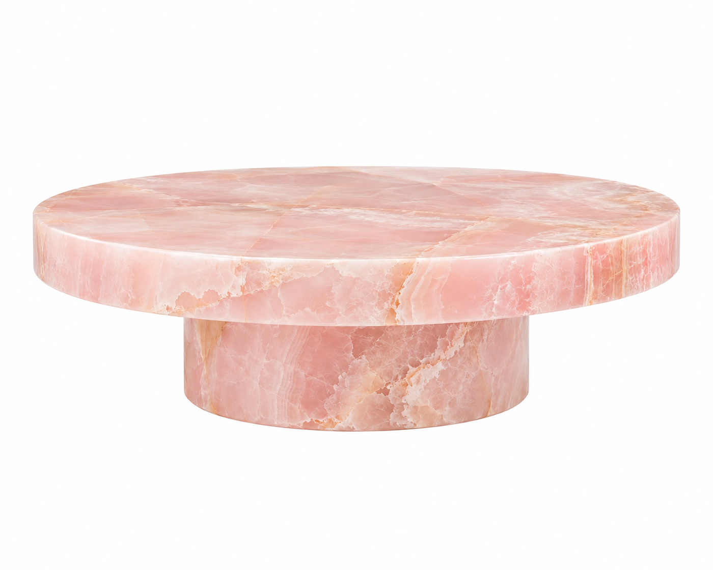 Okrągły stolik kawowy Plinth Pink Onyx VELANGI