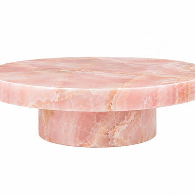 Okrągły stolik kawowy Plinth Pink Onyx VELANGI