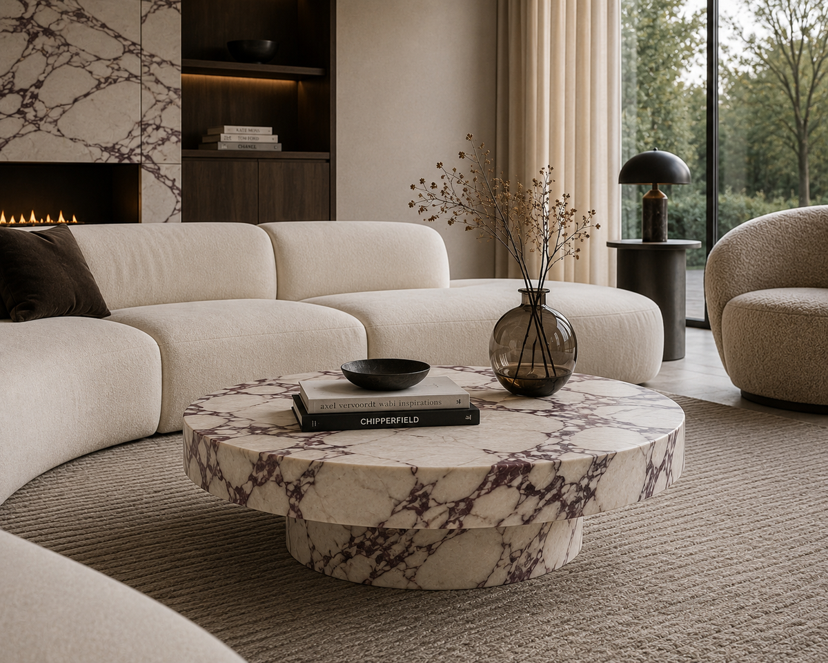 Plinth Calacatta Viola Round Coffee Table